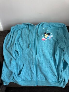 Disney X Joey Chou Teal Zip-Up Hoodie with Character Surf Graphic